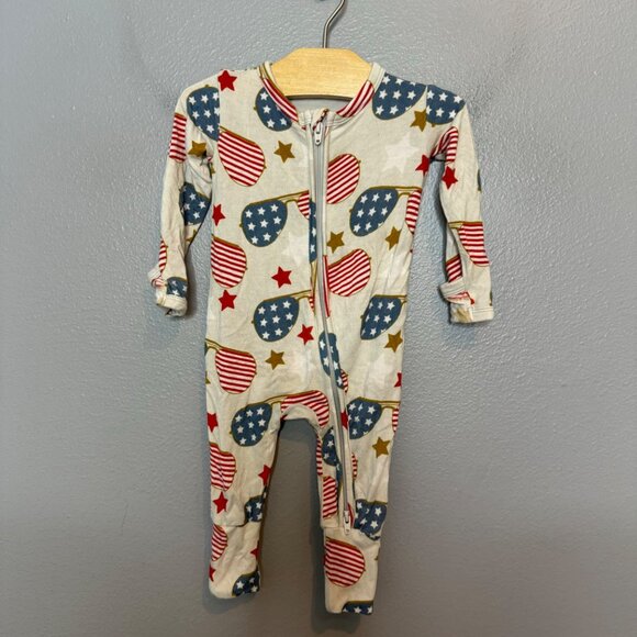 GIGI & MAX bamboo soft aviator red, white & blue print sleeper size 3 months - Picture 1 of 6